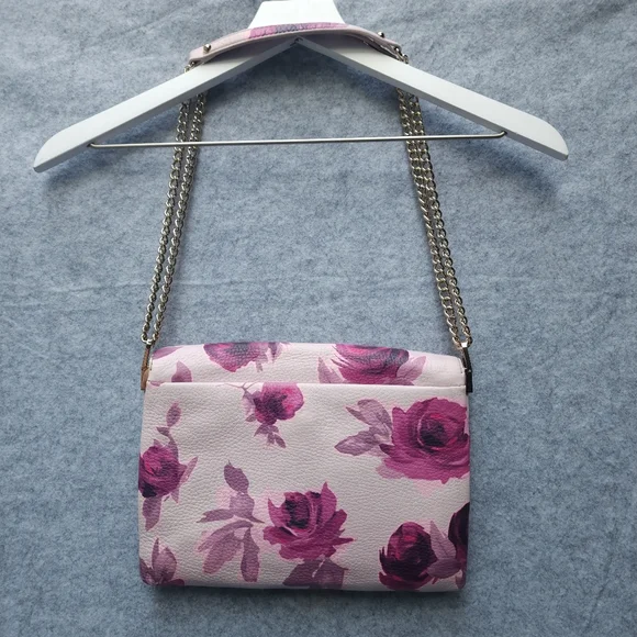 Kate Spade Emerson Place Roses Lenia Leather Shoulder Bag In Plum Dawn - Picture 8 of 13